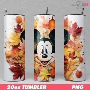 Disney Mickey Mouse Fall Thankgiving Tumbler Skinny PNG File