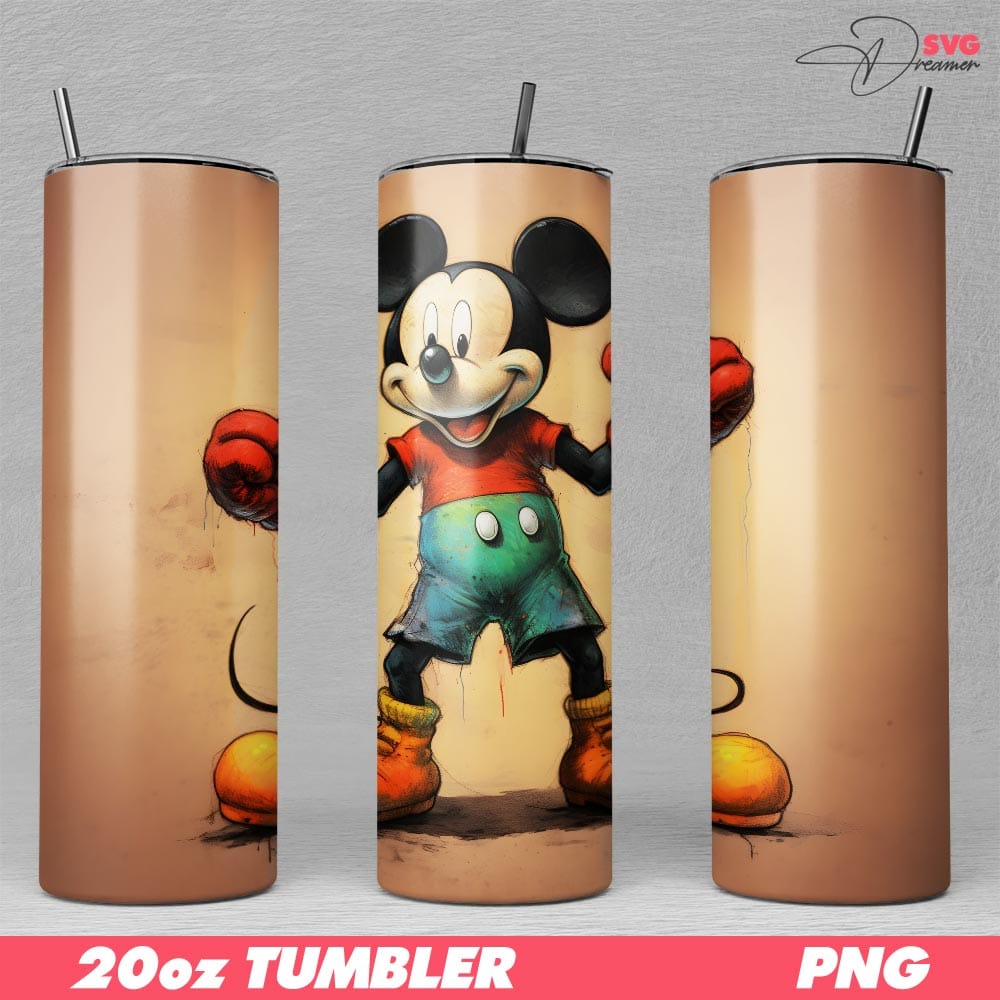 Bundle Disney 20oz Tumbler Wraps PNG Files (Over 200 Designs) 6 Mickey Mouse Boxing 20oz Tumbler Skinny PNG File