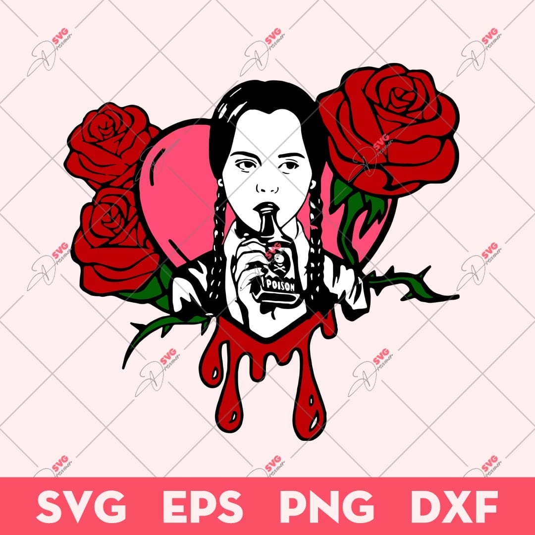 Wednesday Addams Valentine SVG, Wednesday Addams Rose Heart SVG, Valentine Day SVG 1 Wednesday Addams Valentine SVG, Wednesday Addams Rose Heart SVG, Valentine Day SVG