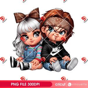 Chicano Chucky And Tiffany PNG, Chicano Horror Movie PNG, Chucky And Tiffany Nike PNG
