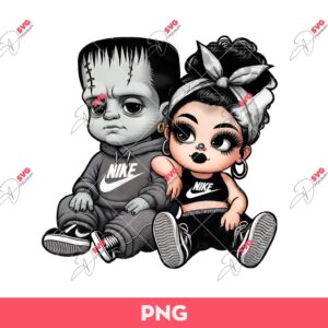 Chicano Franky And Bride Nike PNG, Franky Bride Cartoon Nike PNG