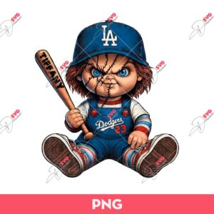 Chucky Doll LA Dodgers Baseball PNG, Horror Character Movie PNG, Chucky Baseball PNG