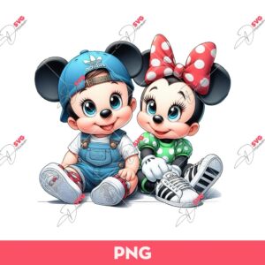 Cute Baby Mickey Minnie Adidas PNG, Disney Mickey Minnie Mouse Sport PNG