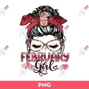 February Girl PNG, Messy Bun February Girl PNG
