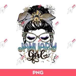 January Girl PNG, Messy Bun January Girl PNG
