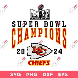 Kansas City Chiefs Super Bowl Champions 2024 SVG, Super Bowl Champions LVIII SVG, KC Chiefs Football SVG