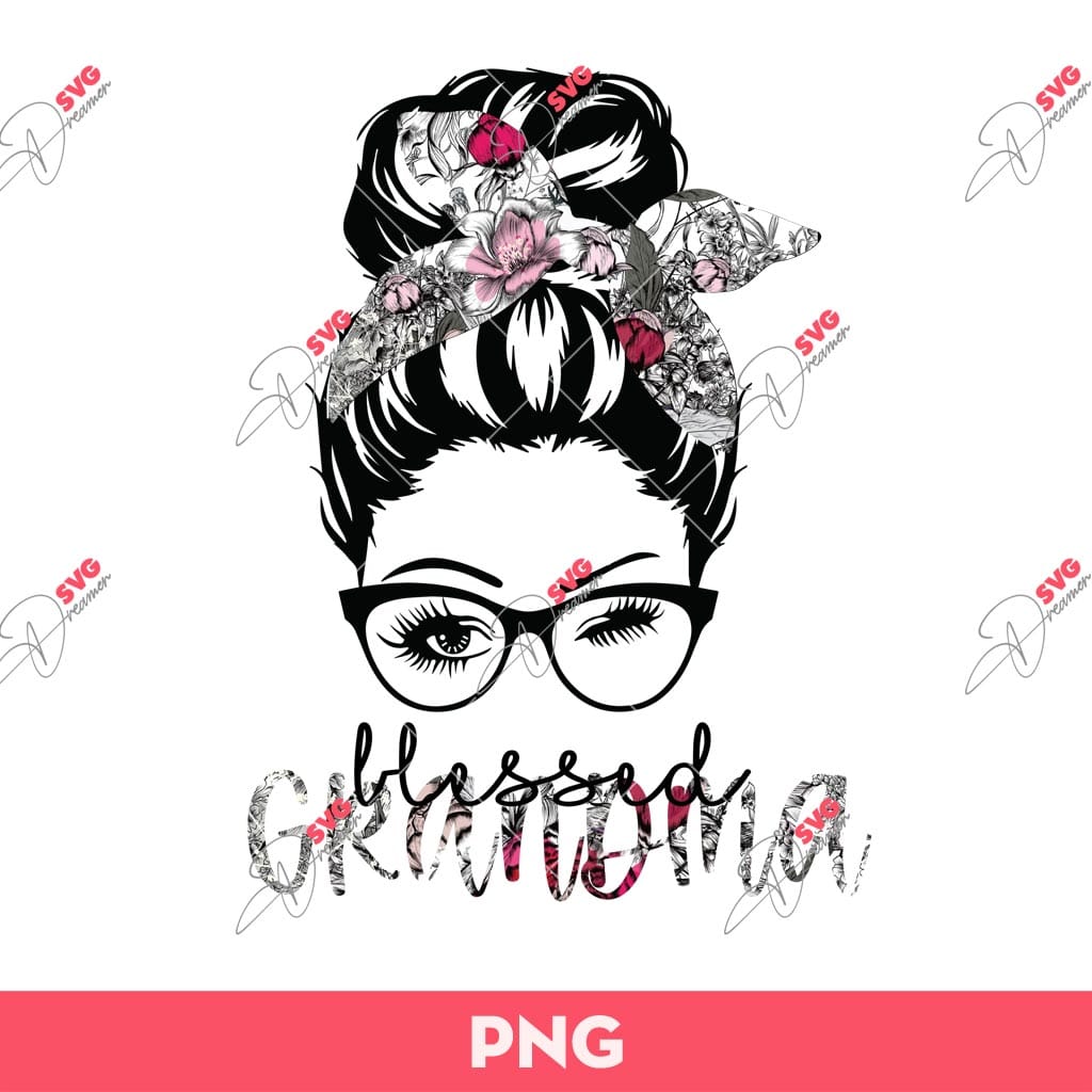 Messy Bun Blessed Grandma PNG, Mother's Day PNG, Messy Bun Flower Hair PNG 1 Messy Bun Blessed Grandma PNG, Mother's Day PNG, Messy Bun Flower Hair PNG