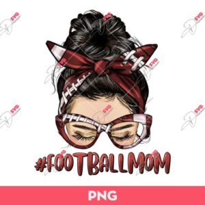 Messy Bun Football Mom PNG, Football Mom PNG
