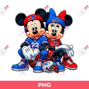 Mickey And Minnie Buffalo Bills Fans PNG, Disney Buffalo Bills Football PNG