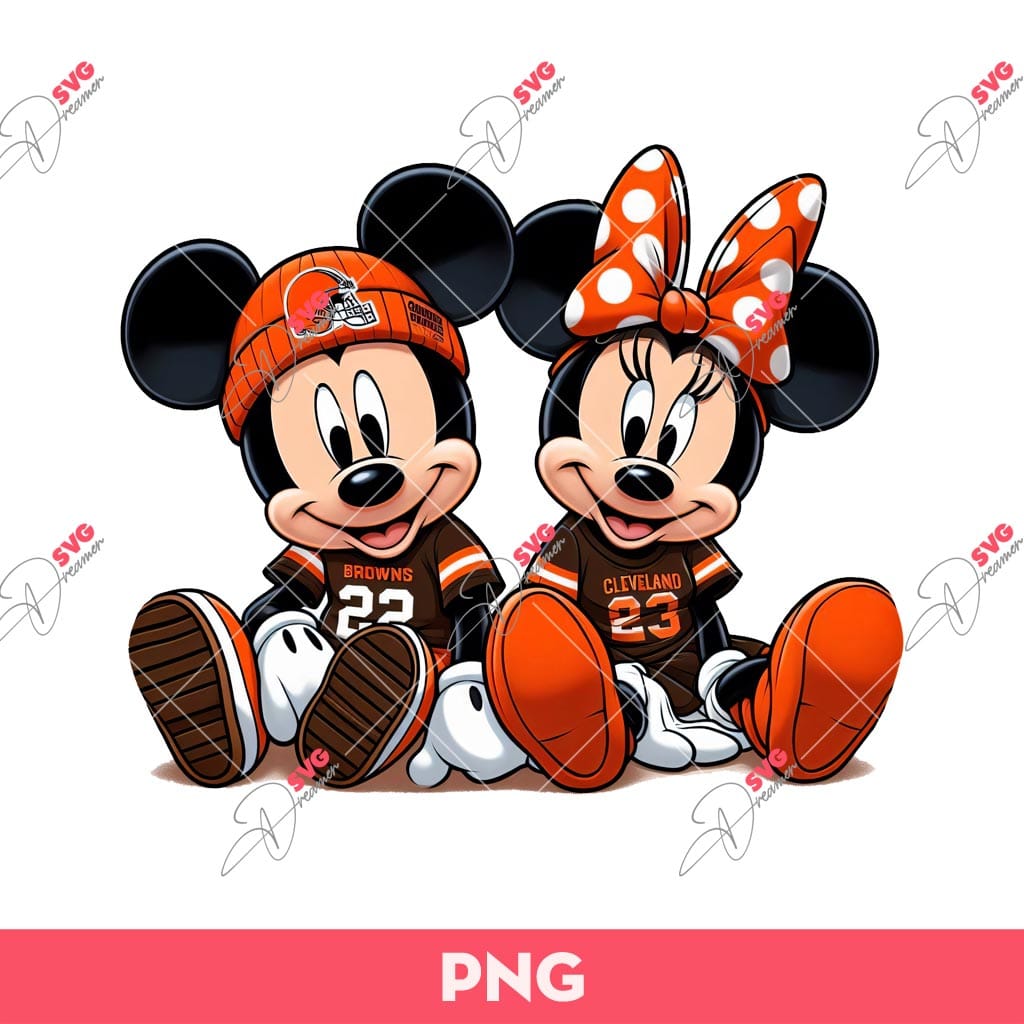 Bundle Cleveland Browns NFL PNG, Football Browns Cartoon Characters Bundle PNG 20 Mickey Minnie Mouse Cleveland Browns Fans PNG, Disney Cleveland Browns Football PNG