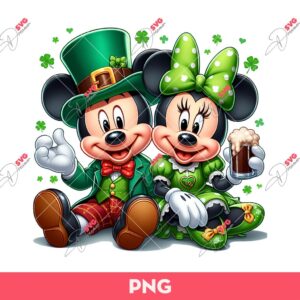 Mickey Minnie Shamrock St Patricks Day PNG, Disney Mickey Minnie Saint Patrick's Day PNG