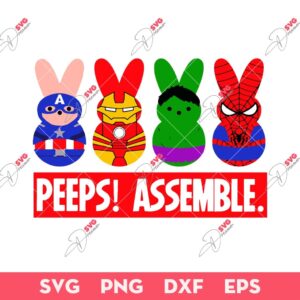 Peeps Assemble Easter Superhero SVG, Superhero Easter Peeps SVG