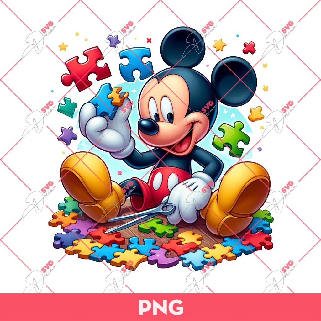 Mickey Mouse Autism PNG, Mickey Play Puzzle Game PNG, Autism Awareness Disney Mickey Mouse PNG 2 1