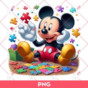 Mickey Mouse Autism PNG, Mickey Play Puzzle Game PNG, Autism Awareness Disney Mickey Mouse PNG 6 2