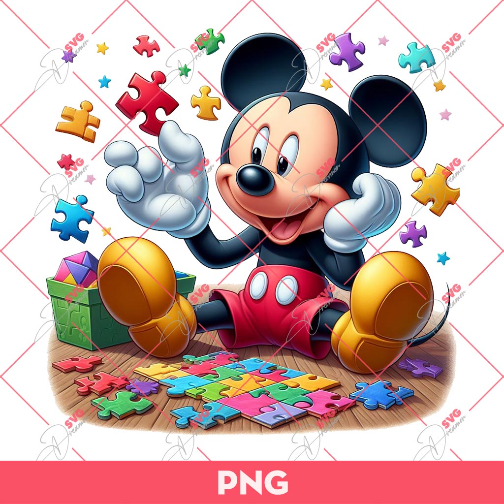 Mickey Mouse Autism PNG, Mickey Play Puzzle Game PNG, Autism Awareness Disney Mickey Mouse PNG 3 2