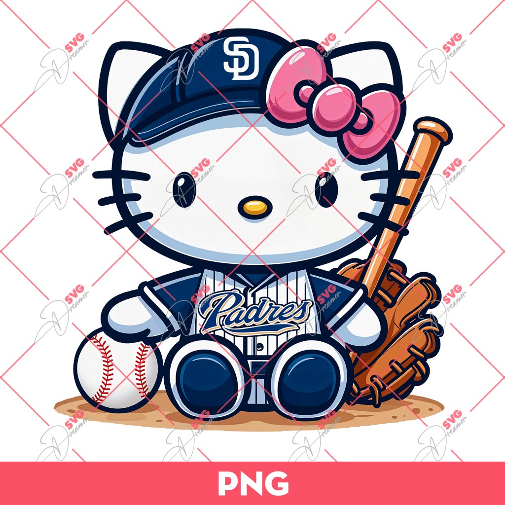 Bundle Hello Kitty San Diego Padres Baseball PNG, Kitty San Diego Padres PNG, Kitty Baseball PNG 5 4 1