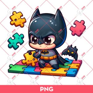 Batman And Puzzle Game PNG, Autism Superhero Batman PNG, Autism Awareness PNG