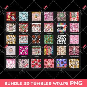 Bundle 3D Tumbler Wraps PNG, Bundle 3D Tumbler Template (Over 30 Designs)