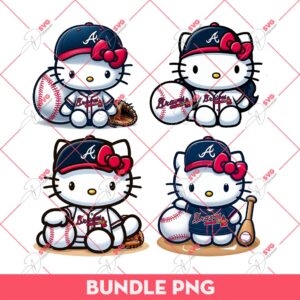 Bundle Hello Kitty Atlanta Braves Baseball PNG, Kitty Baseball PNG, Kitty Atlanta Braves PNG
