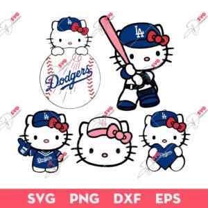 Bundle Hello Kitty LA Dodgers Baseball SVG PNG, Kitty Dodgers SVG PNG, Kitty Baseball SVG PNG EPS DXF