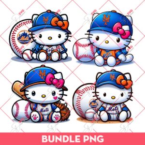 Bundle Hello Kitty New York Mets Baseball PNG, Kitty New York Mets PNG, Kitty Baseball PNG