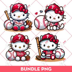 Bundle Hello Kitty Philadelphia Phillies Baseball PNG, Kitty Philadelphia Phillies PNG, Kitty Baseball PNG