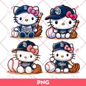 Bundle Hello Kitty San Diego Padres Baseball PNG, Kitty San Diego Padres PNG, Kitty Baseball PNG