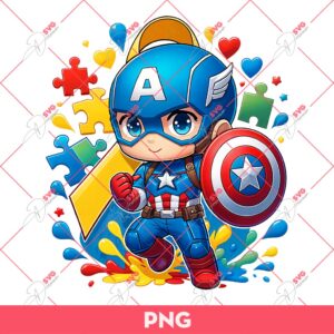 Captain America Autism PNG, Superhero Autism PNG, Autism Awareness PNG
