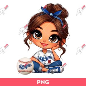 Cute Cartoon Girl Fan LA Dodgers Baseball PNG, Fan Los Angeles Dodgers Baseball PNG
