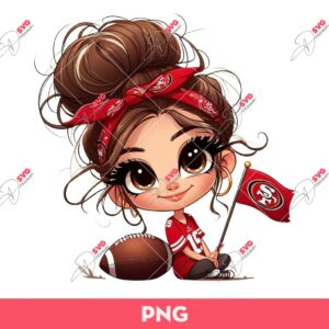Bundle Cute Cartoon Girl Sport PNG, Bundle Cartoon Girl Fan Baseball Football Basketball, Bundle Cute Girl Sport (Over 50 Designs) 82 Cute Cartoon Girl Fan Sanfrancisco 49ers PNG, 49Ers Football Fan Girl PNG
