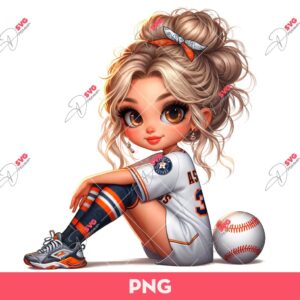 Bundle Cute Cartoon Girl Sport PNG, Bundle Cartoon Girl Fan Baseball Football Basketball, Bundle Cute Girl Sport (Over 50 Designs) 51 Cute Cartoon Girl Houston Astros Baseball PNG, Girl Fan Astros PNG, Cute Girl Baseball PNG