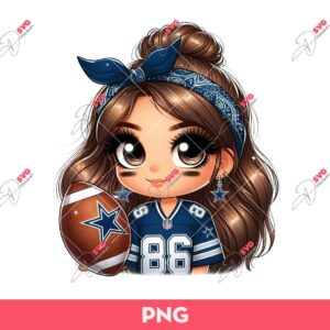 Bundle Cute Cartoon Girl Sport PNG, Bundle Cartoon Girl Fan Baseball Football Basketball, Bundle Cute Girl Sport (Over 50 Designs) 81 Cute Girl Dallas Cowboys Fan Football PNG, Cowboys Girl Fan PNG