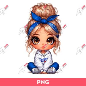 Cute Girl Los Angeles Dodgers Baseball PNG, Cartoon Girl Baseball PNG
