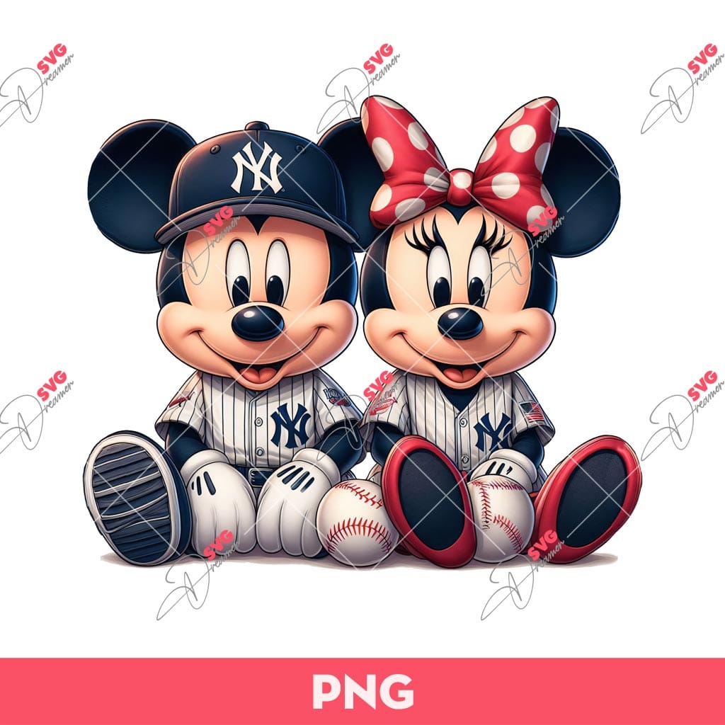 Bundle Mickey Minnie Sport Baseball Football Basketball PNG, Disney Mickey Minnie Sport Fans PNG (Over 40 Designs) 12 Disney Minnie Mickey New York Yankees Baseball PNG, Disney Mouse Baseball Fan PNG