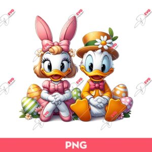 Donald And Daisy Easter PNG, Disney Happy Easter PNG, Bunny Daisy Donald Duck Easter PNG