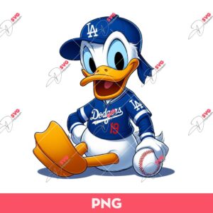 Donald LA Dodgers Baseball PNG, Disney Donald Duck Baseball PNG
