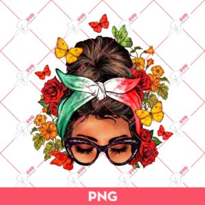 Mexicana Messy Bun PNG, Mexican Mama PNG, Mexican Girl PNG