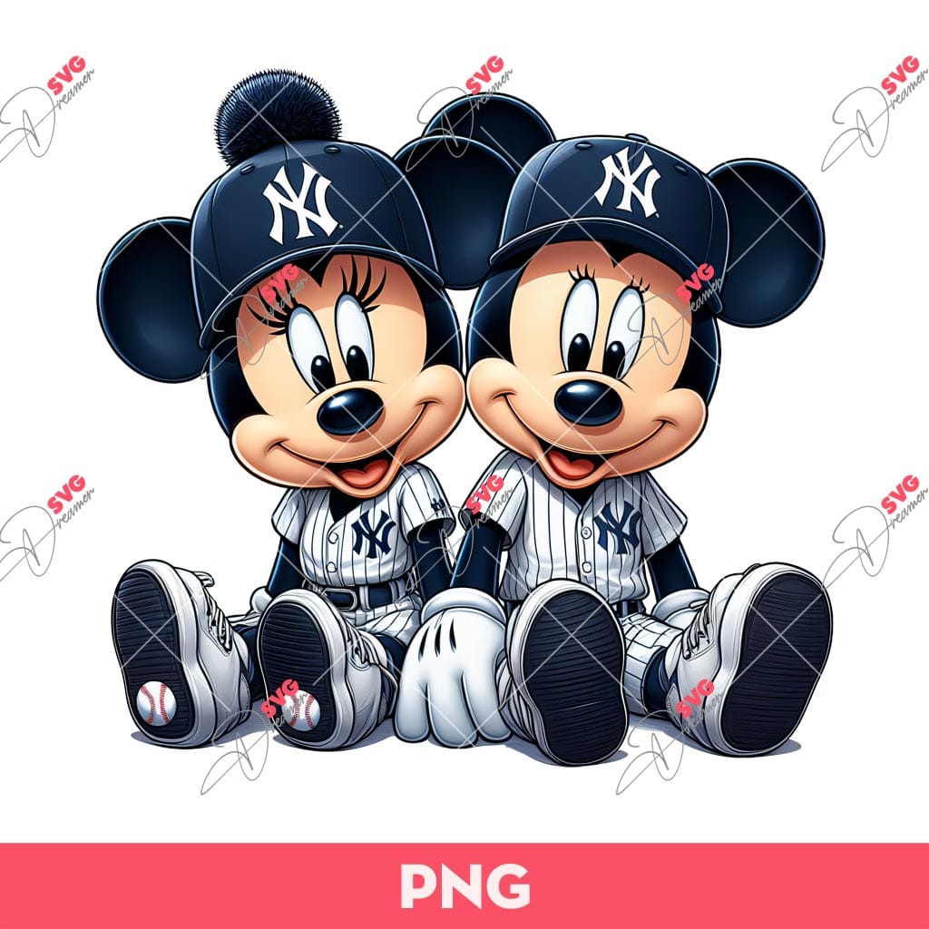 Bundle Mickey Minnie Sport Baseball Football Basketball PNG, Disney Mickey Minnie Sport Fans PNG (Over 40 Designs) 13 Mickey And Minnie Mouse Yankees Fan PNG, Disney New York Yankees Baseball PNG