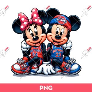 Mickey Minnie Detroit Pistons Basketball PNG, Disney Mouse Basketball PNG