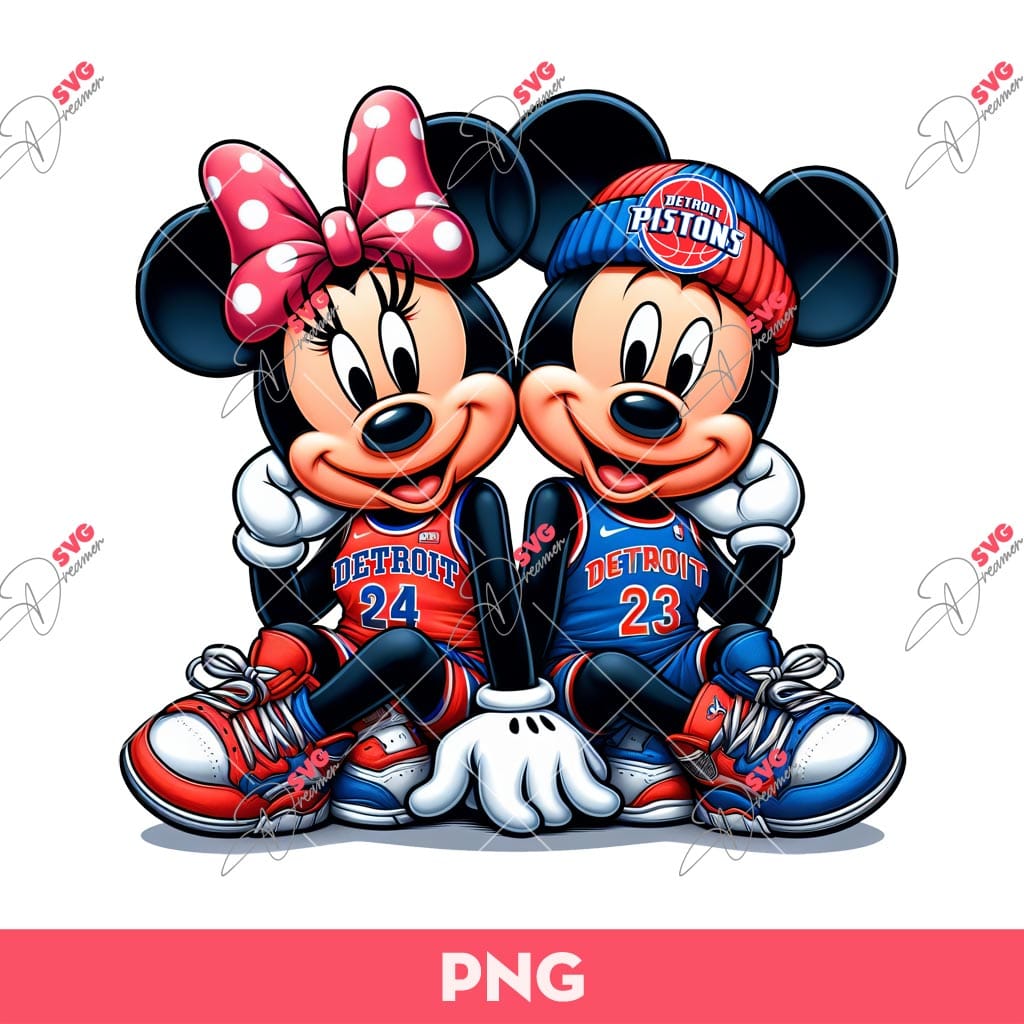 Bundle Mickey Minnie Basketball Sport PNG, Bundle Disney Basketball Teams PNG (Over 15 Designs) 11 Mickey Minnie Detroit Pistons Basketball PNG, Disney Mouse Basketball PNG