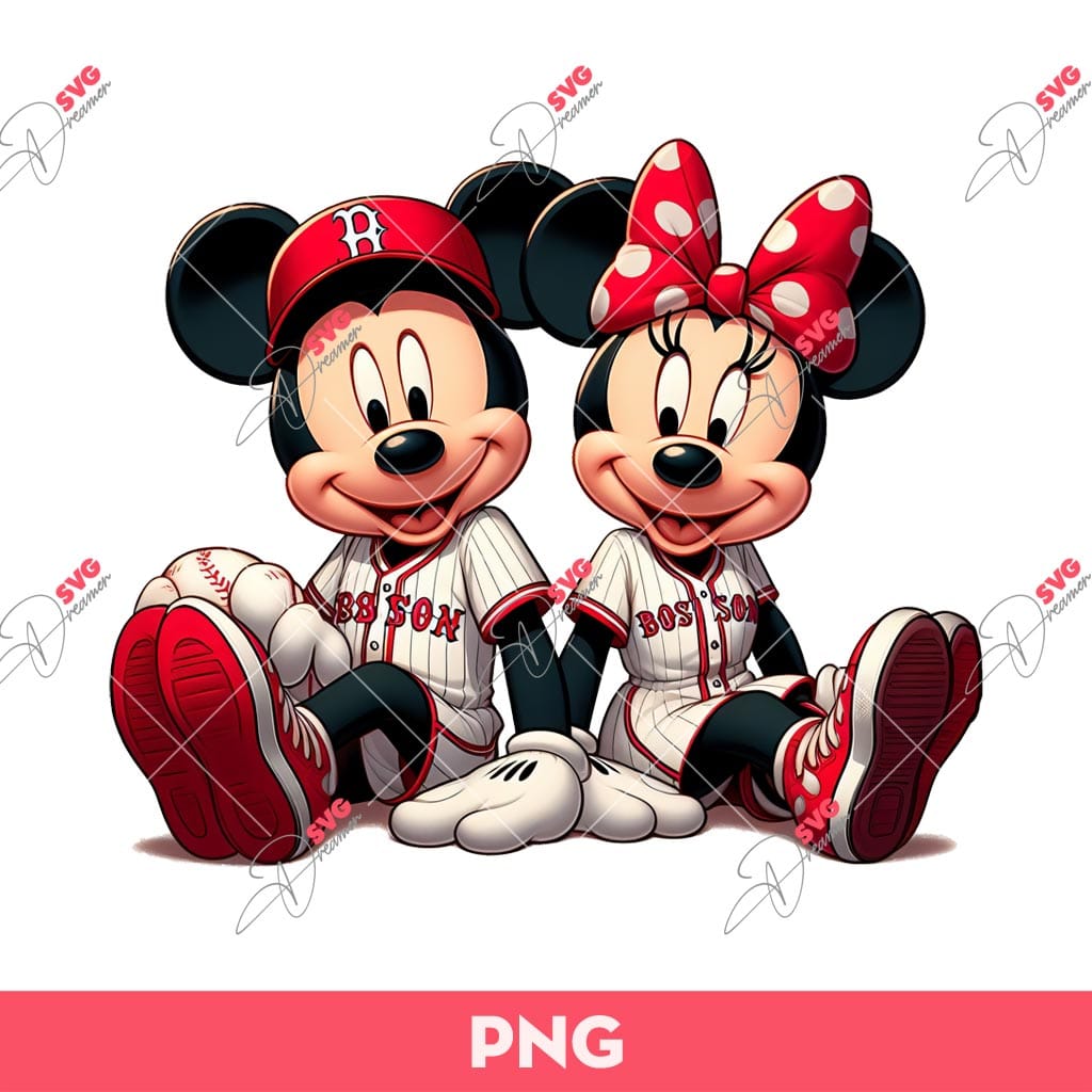 Bundle Mickey Minnie Sport Baseball Football Basketball PNG, Disney Mickey Minnie Sport Fans PNG (Over 40 Designs) 18 Mickey Minnie Fan Boston Red Sox Baseball PNG, Disney Mouse Baseball PNG