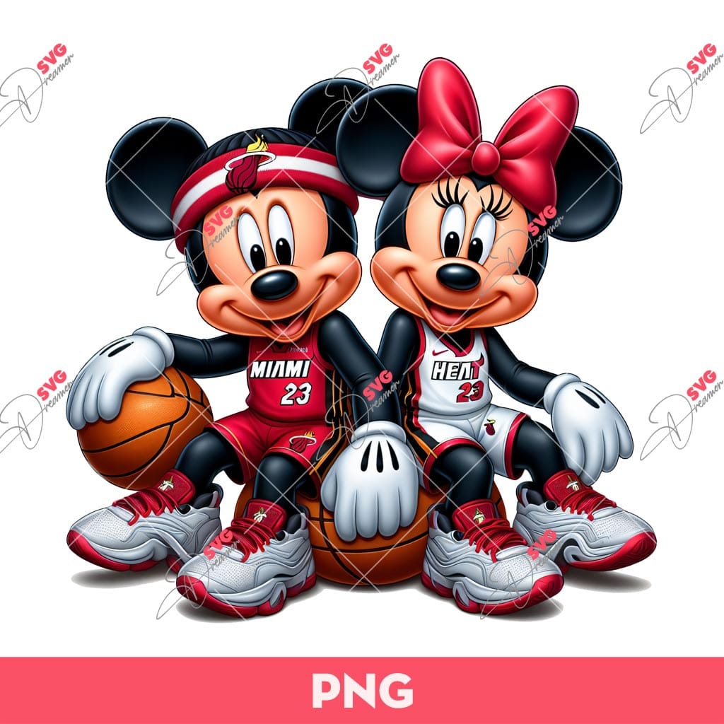 Bundle Mickey Minnie Basketball Sport PNG, Bundle Disney Basketball Teams PNG (Over 15 Designs) 8 Mickey Minnie Miami Heat Basketball PNG, Mickey Mouse Miami Heat PNG, Disney Mouse Basketball PNG