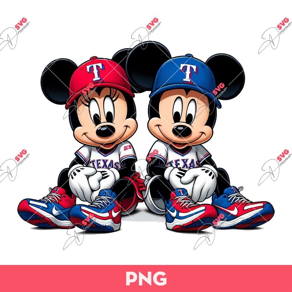 Bundle Mickey Minnie Sport Baseball Football Basketball PNG, Disney Mickey Minnie Sport Fans PNG (Over 40 Designs) 10 Mickey Minnie Mouse Fan Texas Rangers Baseball PNG, Disney Mouse Baseball PNG