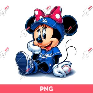 Minnie Mouse LA Dodgers Baseball PNG, Disney Minnie Baseball PNG