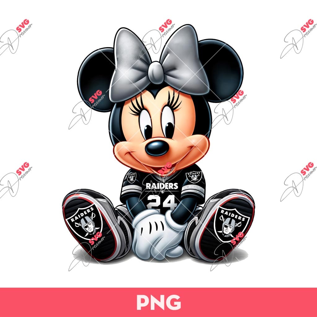 Bundle Las Vegas Raiders PNG, Bundle Cartoon Characters NFL Football Raiders Team PNG 17 Minnie Mouse Raiders PNG, Disney Minnie Las Vegas Raiders Football PNG