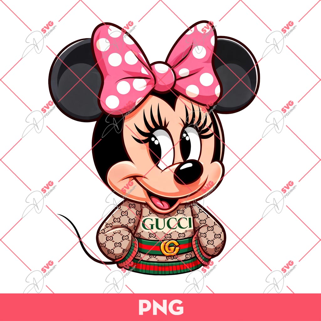 Minnie Mouse Wearing Gucci Fashion PNG, Minnie Gucci PNG 1 Minnie Mouse Wearing Gucci Fashion PNG, Minnie Gucci PNG