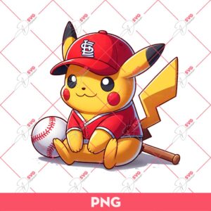 Pikachu Baseball Fan St Louis Cardinals PNG, Pikachu Cardinals MLB PNG