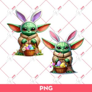 Star Wars Baby Yoda Easter PNG, Yoda Bunny Easter PNG
