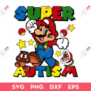 Super Mario Autism SVG PNG, Autism Awareness Game SVG PNG, Autism Kids SVG PNG