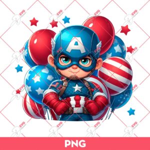 04th Of July Captain America PNG, Superhero Independence Day PNG